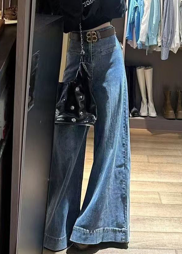 Modern Blue Original Design High Waist Denim Wide Leg Pants Fall WY008 OM-OL241106