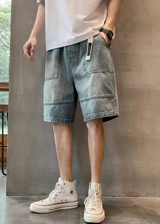 Modern Blue Pockets High Waist Denim Men Shorts Summer YL026 ABC