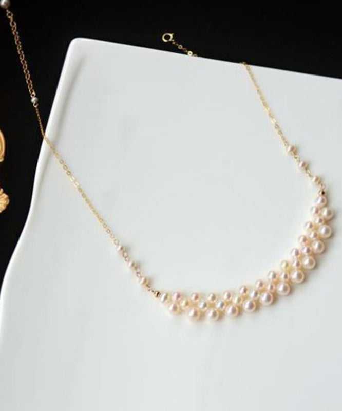 Modern Gold Copper Alloy Pearl Princess Necklace YI033 ABC