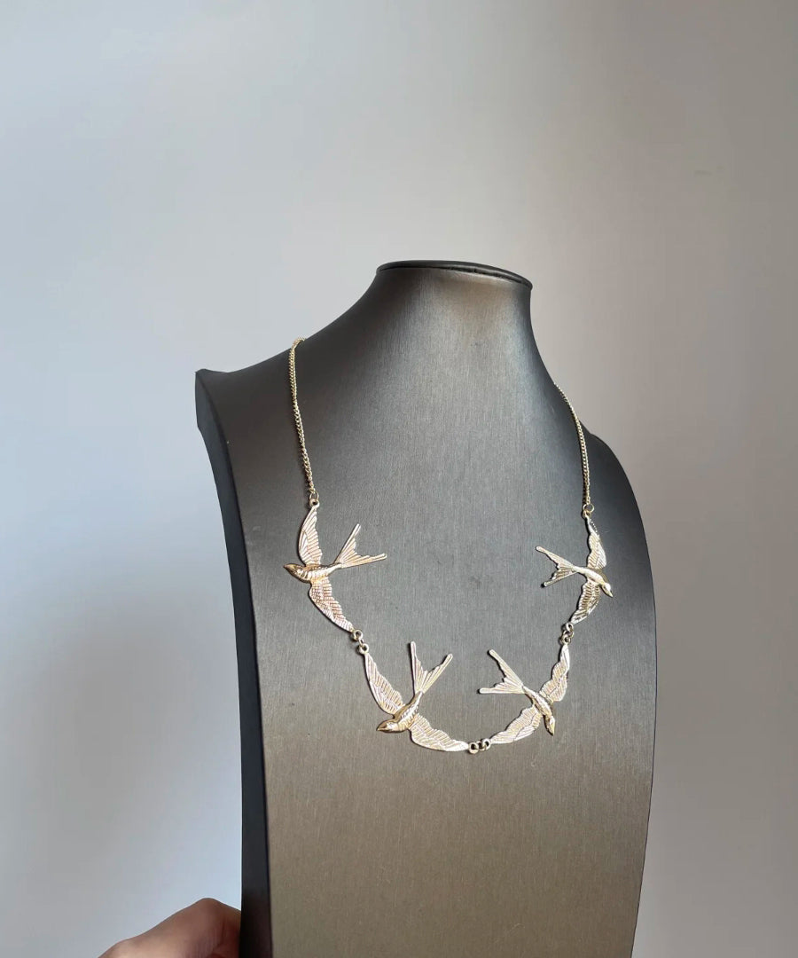 Gold Copper Young Alloy Pendant Necklace Swallow Modern FashionChic