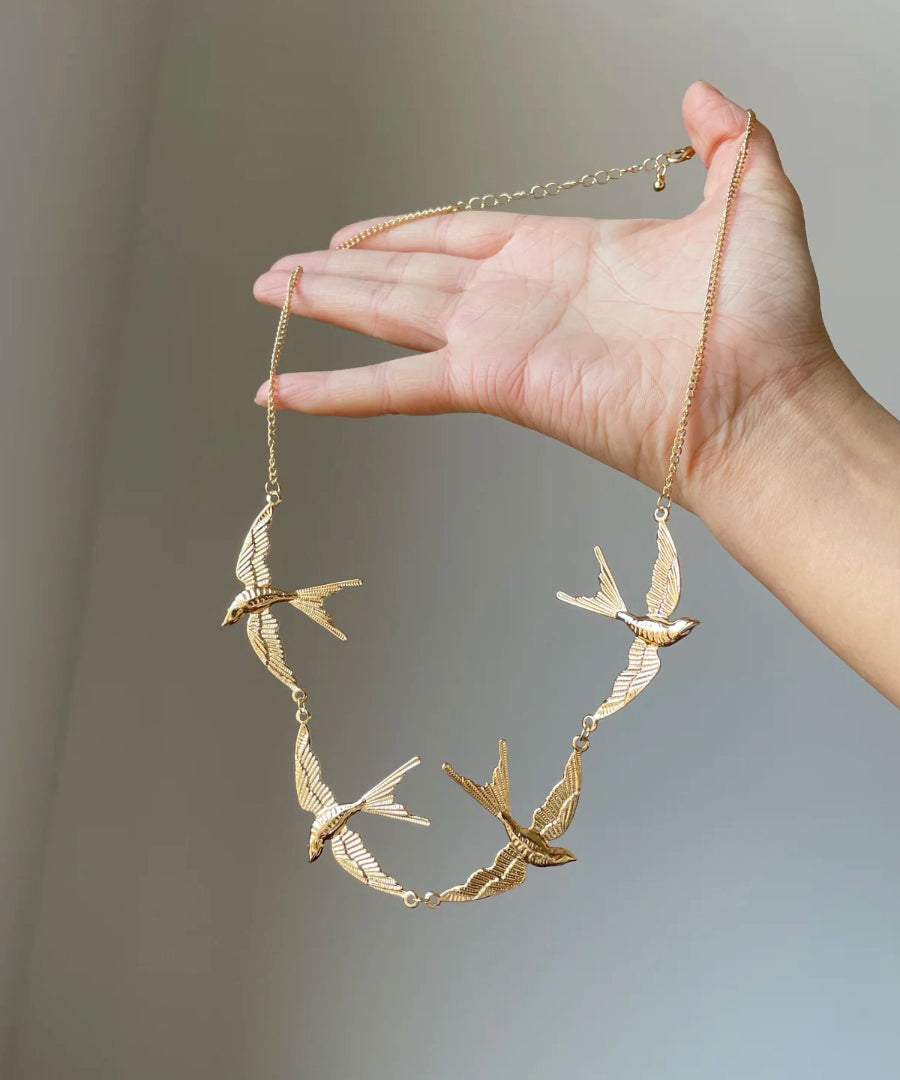 Gold Copper Young Alloy Pendant Necklace Swallow Modern FashionChic