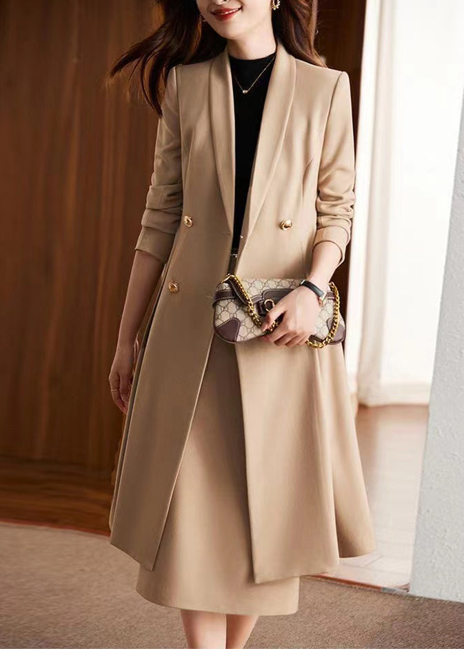 Modern Khaki Double Breast Formal Trench Coat Spring YJ026 ABC