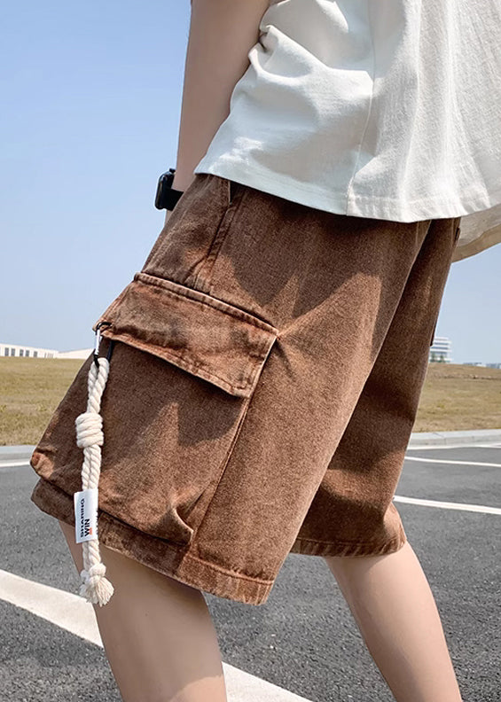 Modern Light Blue Pockets Drawstring Denim Mens Shorts Summer YL021 ABC