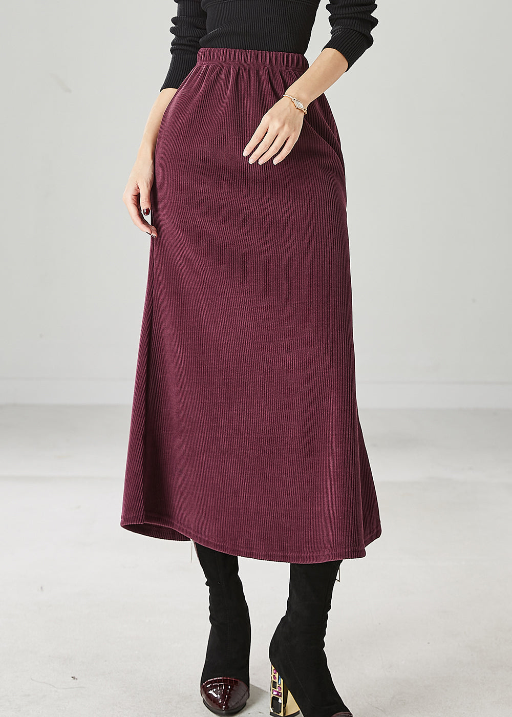 Modern Mulberry Silm Fit Corduroy Skirts Spring YU1047 Ada Fashion