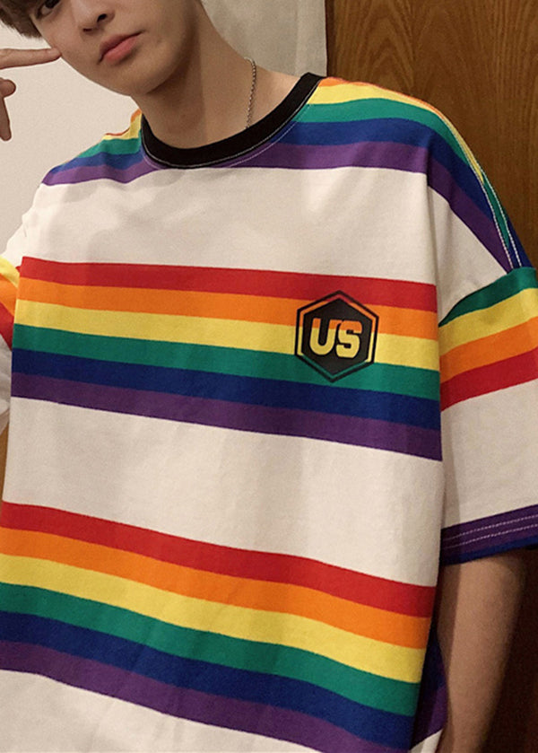 Modern White O Neck Striped Cotton Men Moisture Wicking T Shirts Summer QH004 MENT241019