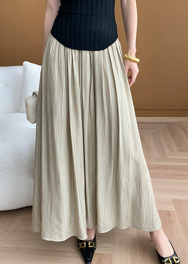 New Apricot High Waist Wrinkled Cotton Skirt Summer WR005 HS-SKTS241103