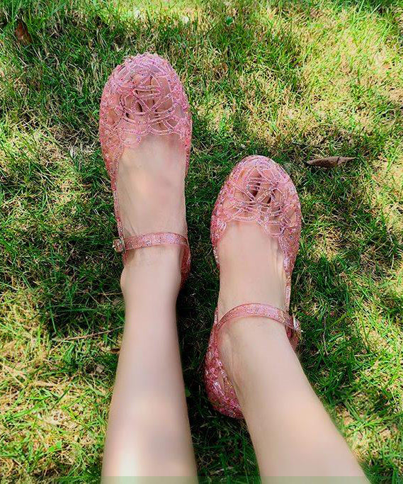 New Black Crystal Hollowed Out Wedge Heel Sandals AA005 shoe-CS240815