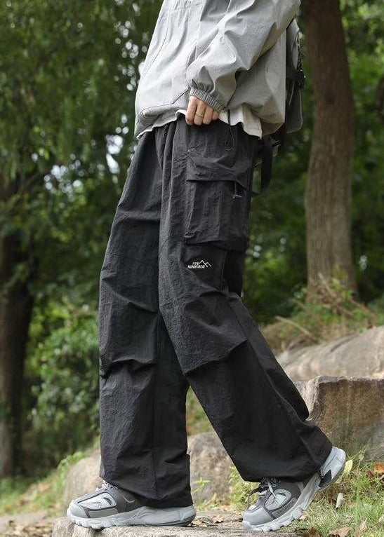 Pockets Solid Spring New Men Pants Black Cotton FashionChic