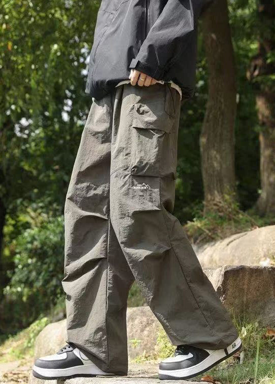 Pockets Solid Spring New Men Pants Black Cotton FashionChic