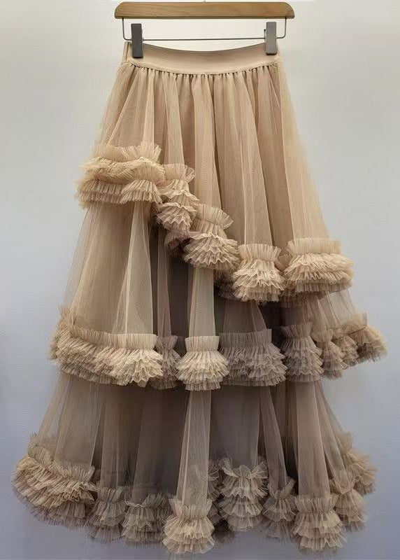 Black Tulle Ruffled Waist Summer Skirt Elastic New FashionChic