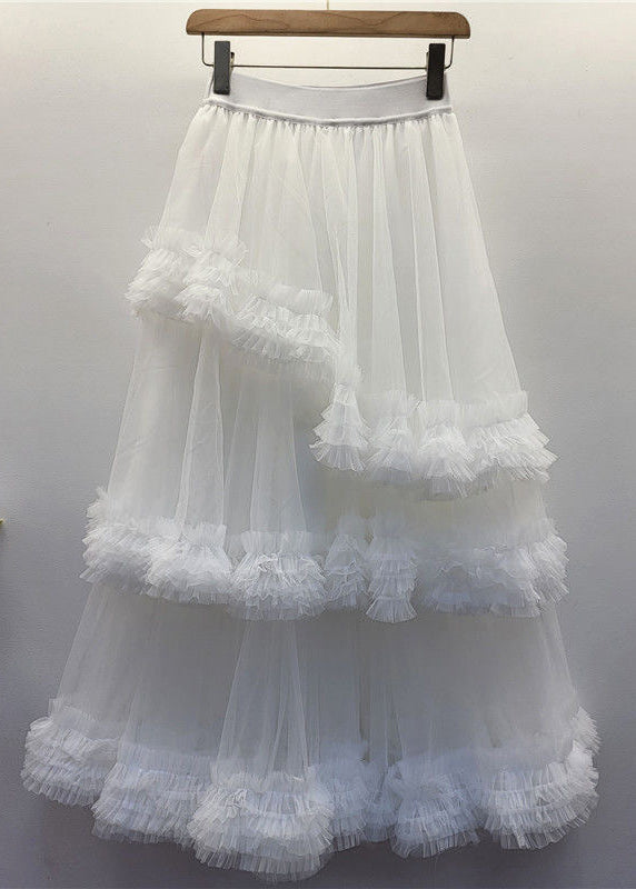 Black Tulle Ruffled Waist Summer Skirt Elastic New FashionChic