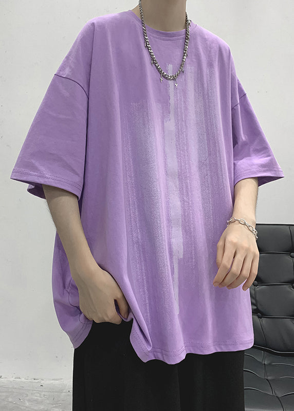 New Blue O Neck Print Cotton T Shirts Men Apparel Summer WA006 MENT241110