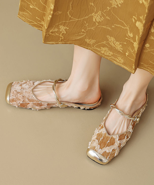 Ruffled New Apricot Style Cowhide Leather Chinese Fashion Print FashionChic
