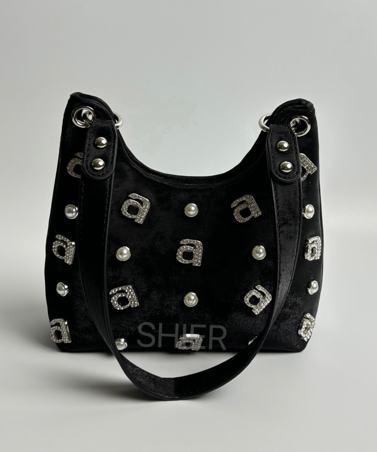 New Chinese Style Green Silk Rhinestone Letter Shoulder Bag II039 Bag-BGS240825