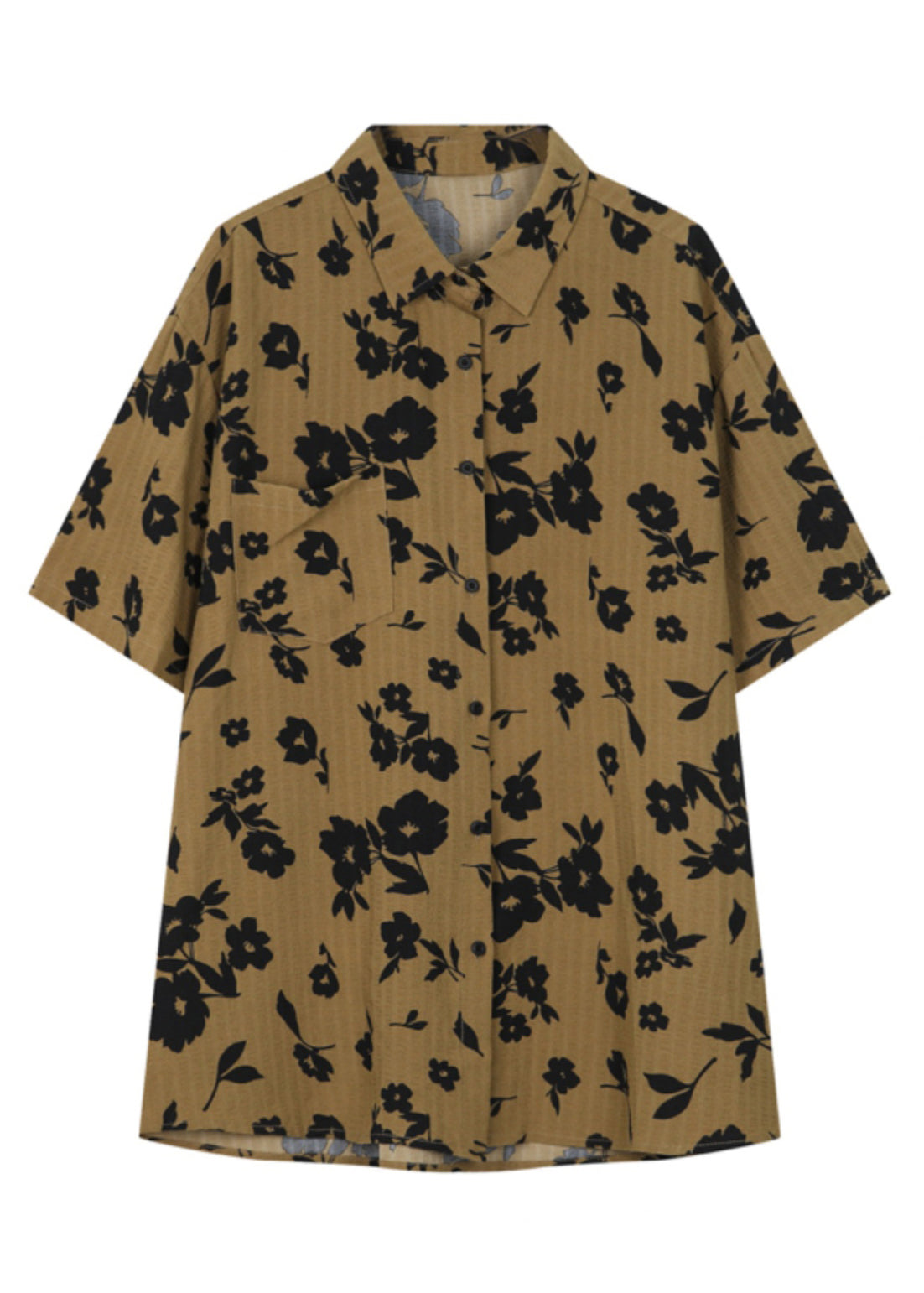 New Coffee Peter Pan Collar Print Men Hawaiian Shirts Summer HG018 Men-Silk-MENSTP240725