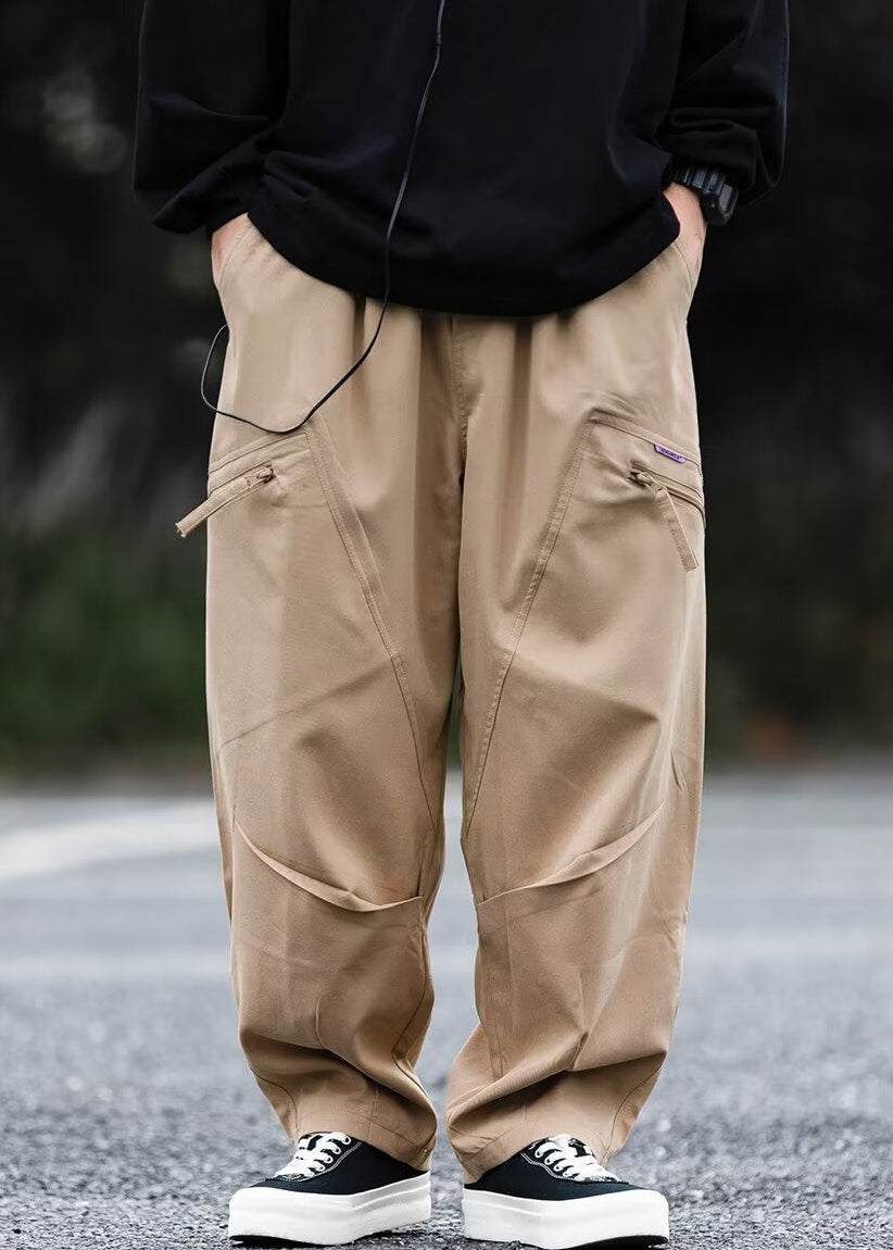 Zip Cotton Pockets Up Spring Men Dark Pants Gray New FashionChic