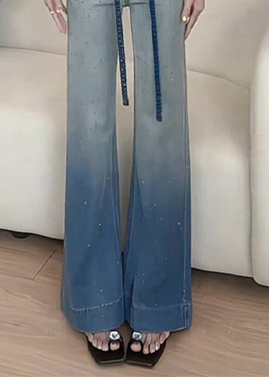 Wide Denim New Color Gradient Zircon Pants Fall Leg FashionChic