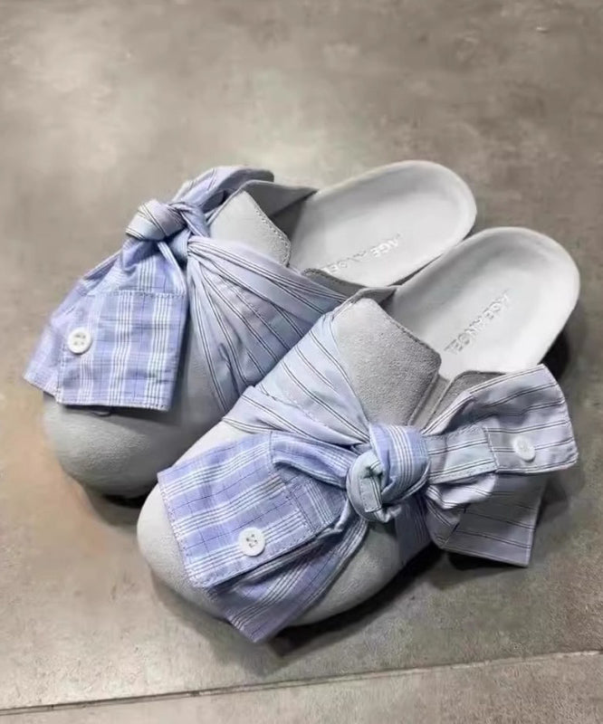 Japanese Sandals Bow Blue Platform New Slide FashionChic