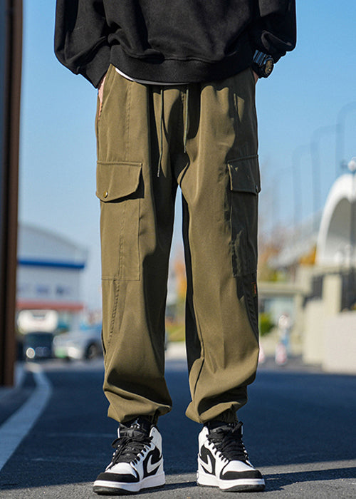 Casual Pockets Pants New Lace Beam Cotton Men Spring Up Khaki FashionChic