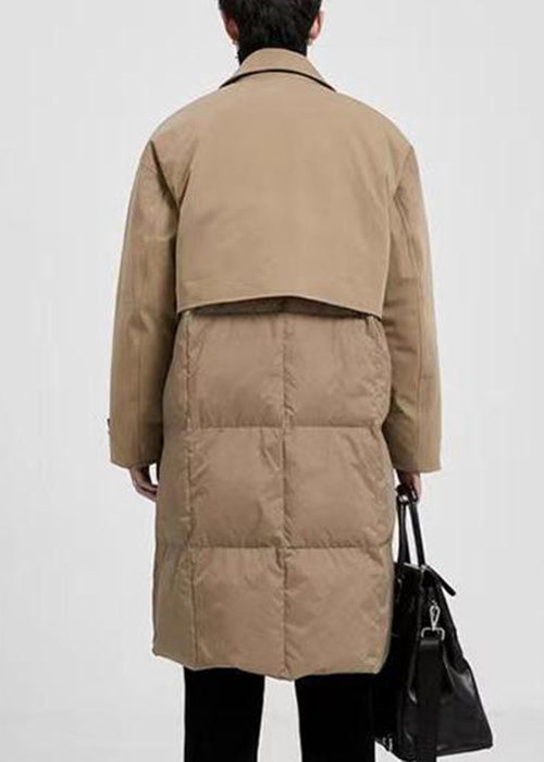 New Khaki Peter Pan Collar Button Pockets Duck Down Men Coats Winter RJ005 ABC