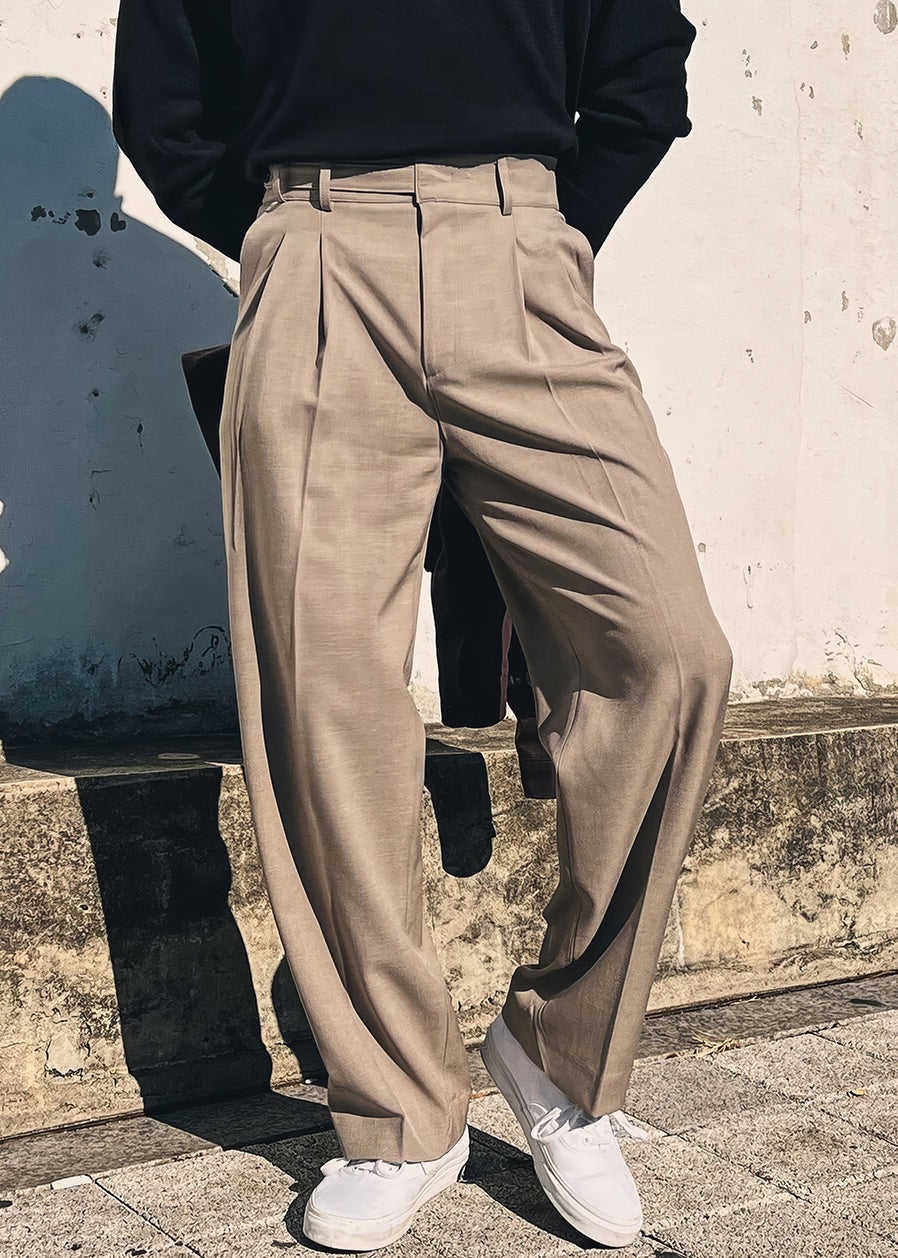Summer Waist Solid Pockets High Pants New Men Khaki Spandex FashionChic