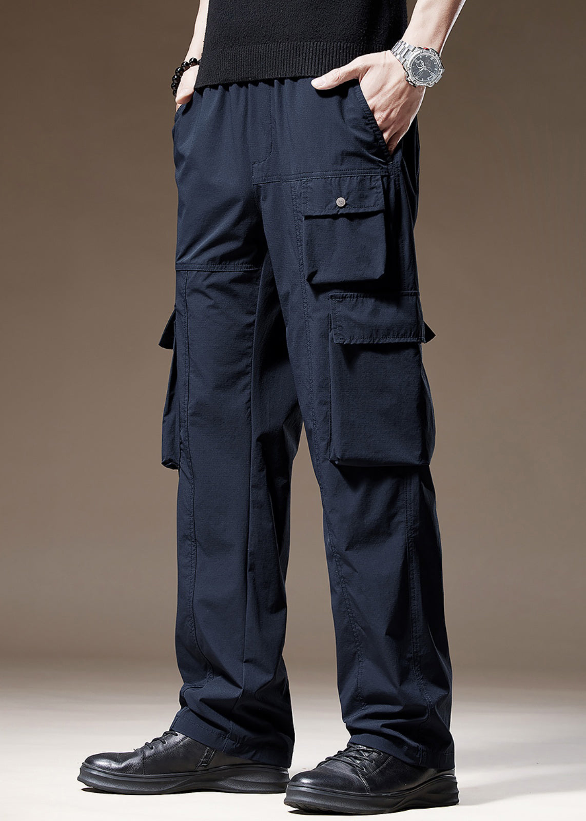 Mens Navy New Pants Pockets Solid Spring Cotton FashionChic
