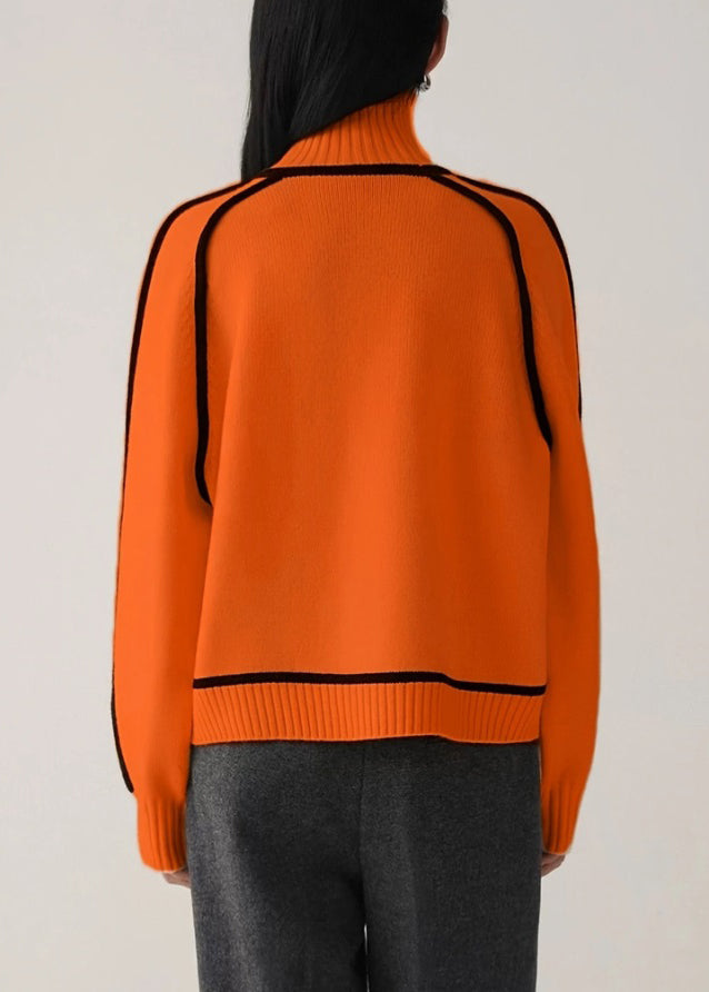 New Orange Striped Cozy Thick Knit Sweaters Spring YW046 ABC