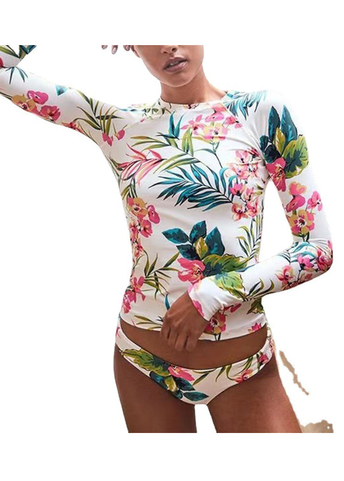 New Printed Long Sleeved Sexy Swimwear Sets For Women VC003 WM-Beach-QQT240615