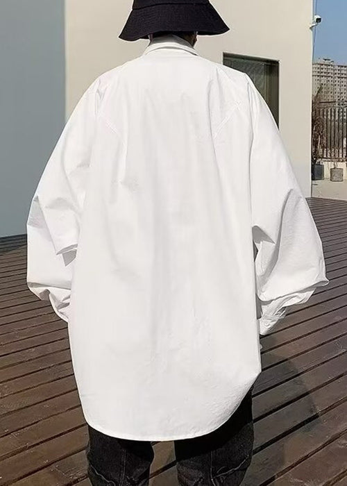 Shirt Mens Up Denim New White Spring Patchwork Lace FashionChic