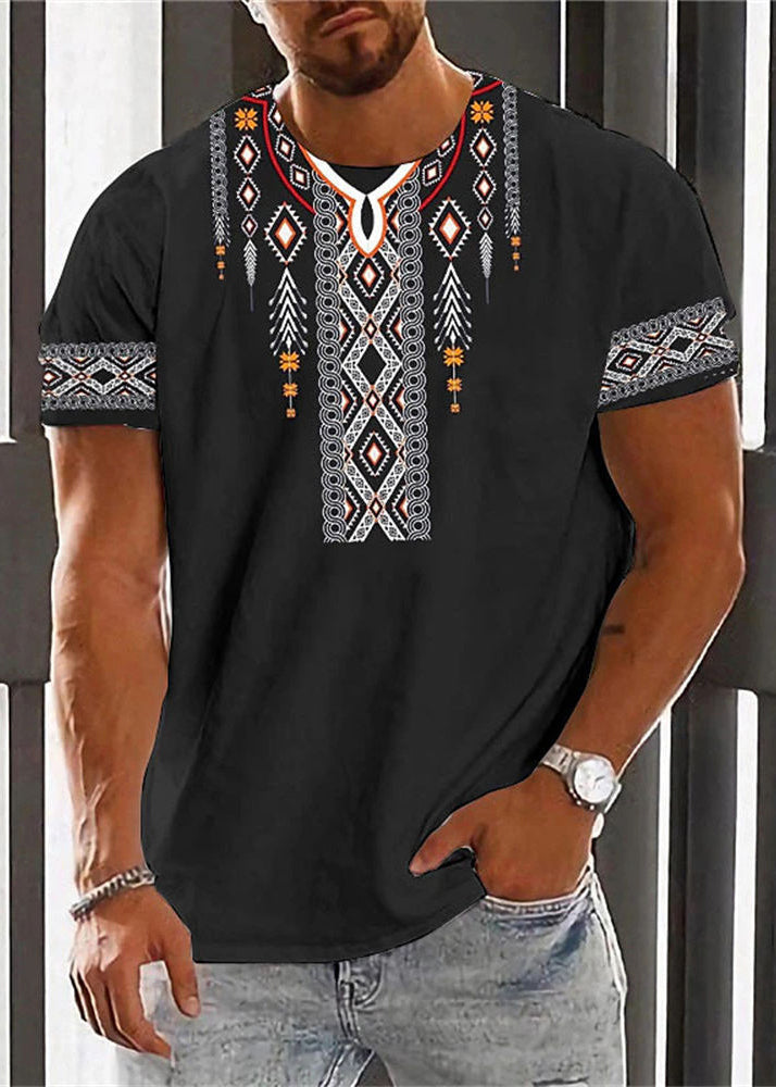 White Neck O Cotton New Men Print Shirt Summer T FashionChic