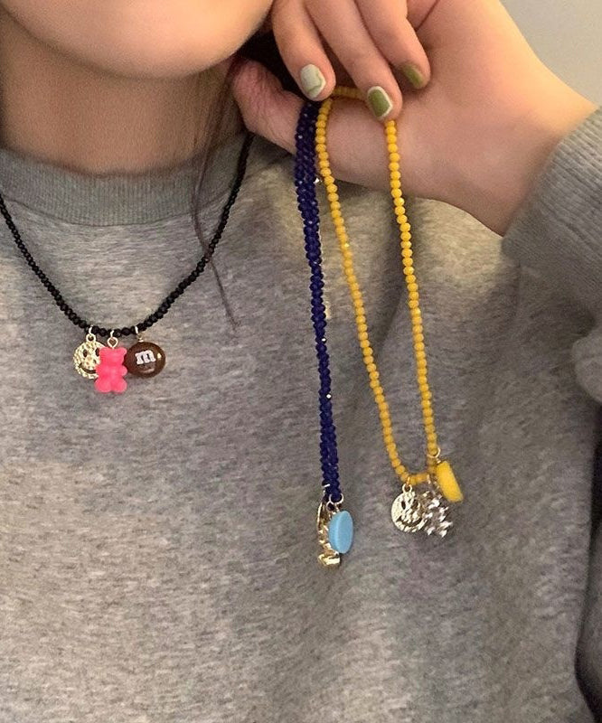 New Yellow Character Little Bea Beading Pendant Necklace RA028 ABC