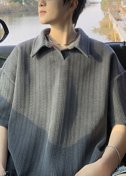 New Yellow Summer Polo Cotton Shirts Men Solid Oversized FashionChic