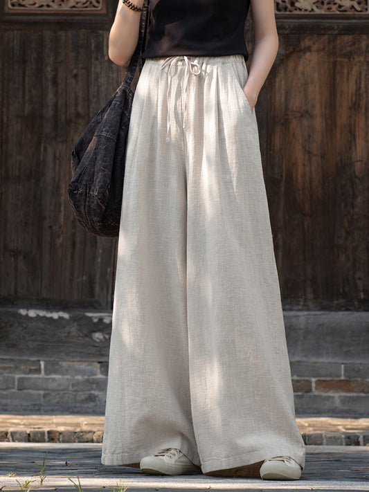 women's linen boutique Linen Loose Plain Cotton Pants  QN63