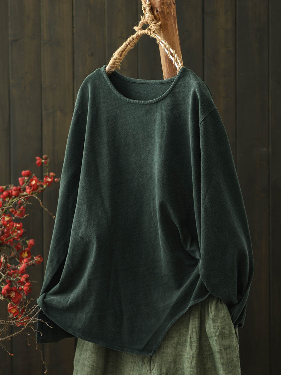 Blouse Pure Retro Autumn Women Cotton Color FashionChic