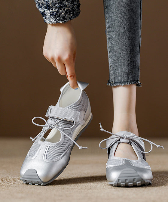 Flat Splicing Women Breathable Shoes Orange Mesh Boutique FashionChic