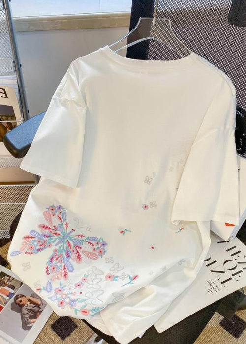 Shirts T Butterfly Organic Black Embroideried Men Summer Cotton FashionChic