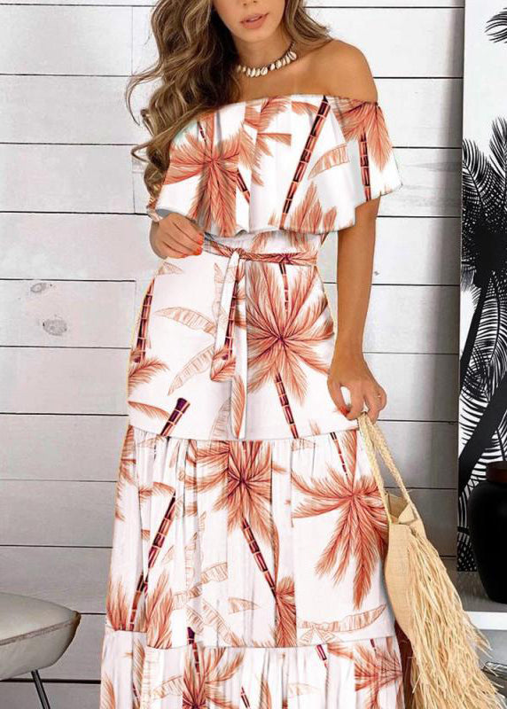 Tunic Red Long Patchwork Summer Organic Slash Neck Dresses FashionChic