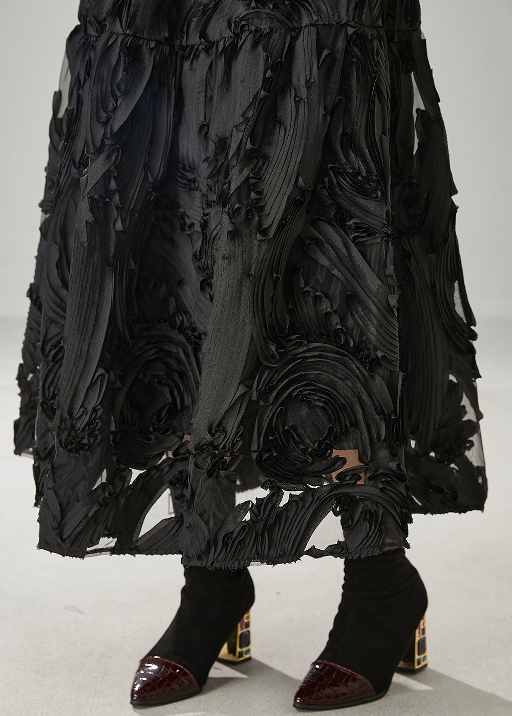 Original Design Black Exra Large Hem Cotton Skirt Spring YU1024 Ada Fashion