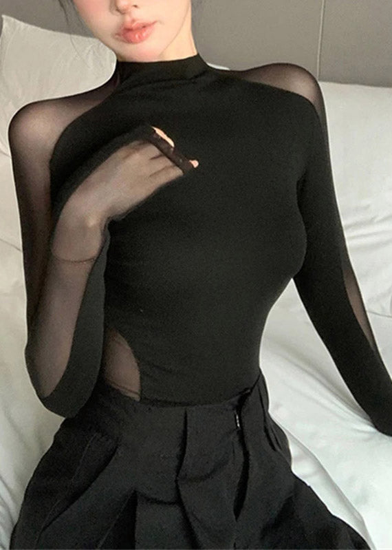 Black Tops Design Spring Flattering Original Tulle FashionChic