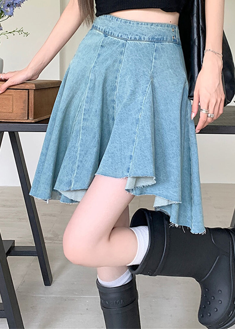 Original Design Blue Solid High Waist Denim Skirts Summer QF057 Men-SKTS241016