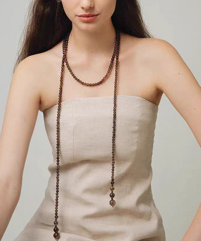 Original Design Chocolate Alloy Crystal Beadin Gratuated Bead Necklace YU001 ABC