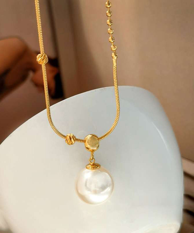 Original Design Gold Copper Alloy Pearl Pendant Necklace YI048 ABC