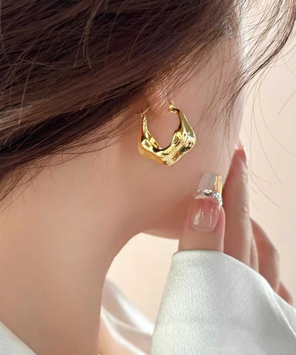 Original Design Gold Metal Hoop Earrings YD006 ABC