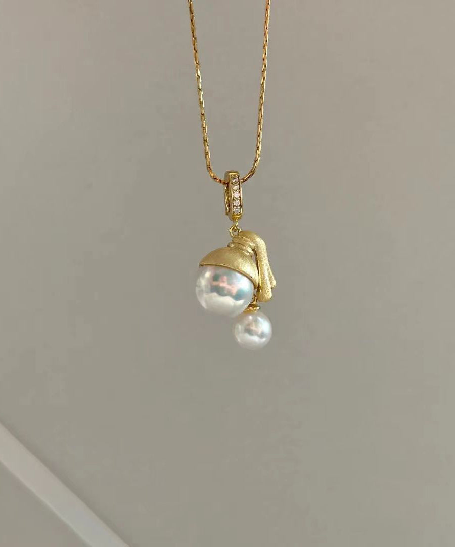 Original Design Gold Sterling Silver Overgild Pearl Pendant Necklace YI034 ABC