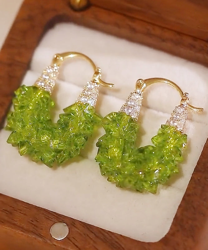 Original Design Green Copper Alloy Zircon Crystal Hoop Earrings RB021 ABC