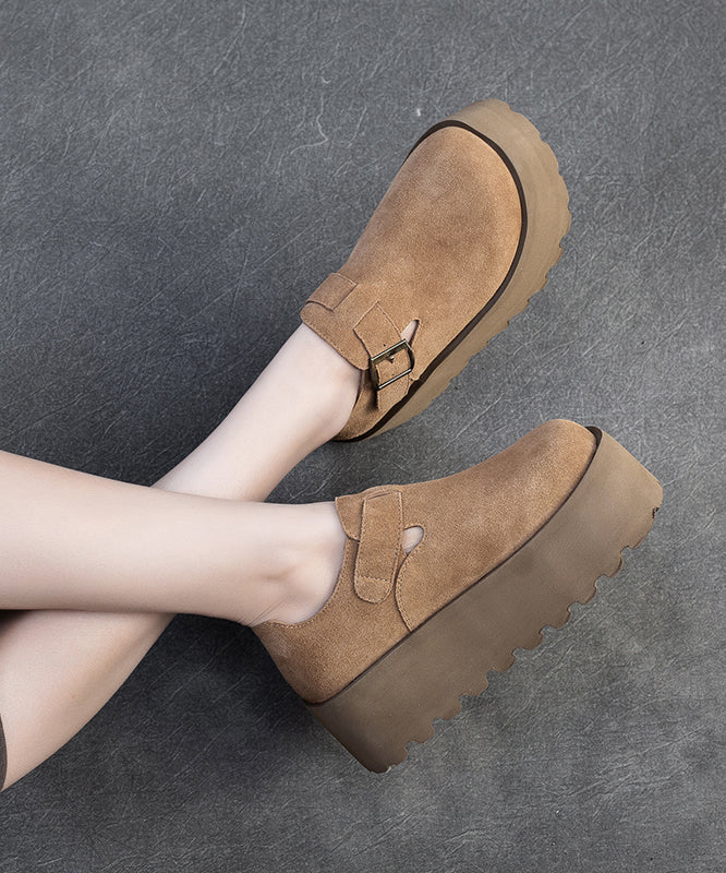Original Design Khaki Women Splicing Suede Platform Shoes YC010 ABC
