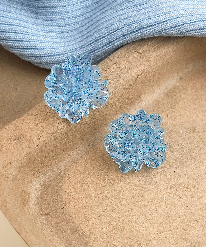 Light Ice Design Stud Alloy Blue Original Flowers Earrings FashionChic
