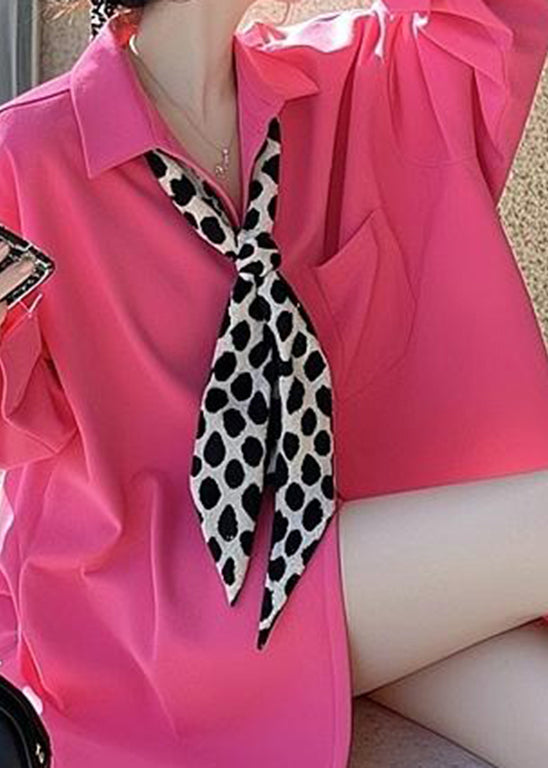 Design Bow Pockets Shirts Pink Original Spring FashionChic