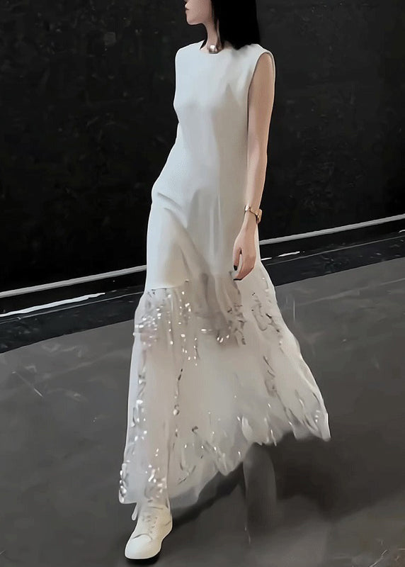 Patchwork Dress Long Design Summer White Tulle Original FashionChic