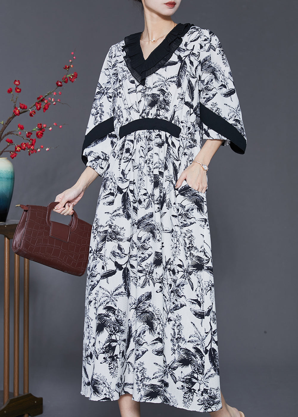 Original Design White Oversized Ink And Wash Cotton Dress Spring SD1051 Ada Fashion